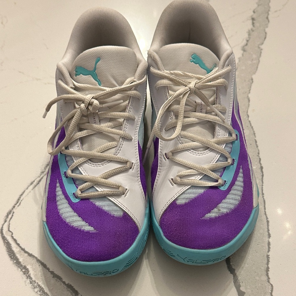 Puma Men's White and Purple Athletic Shoes - Picture 3 of 6